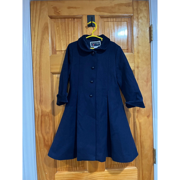 Janie and Jack Girls Navy Blue Wool Blend Coat Size 2T Dressy Holiday Winter Jac - Picture 1 of 6